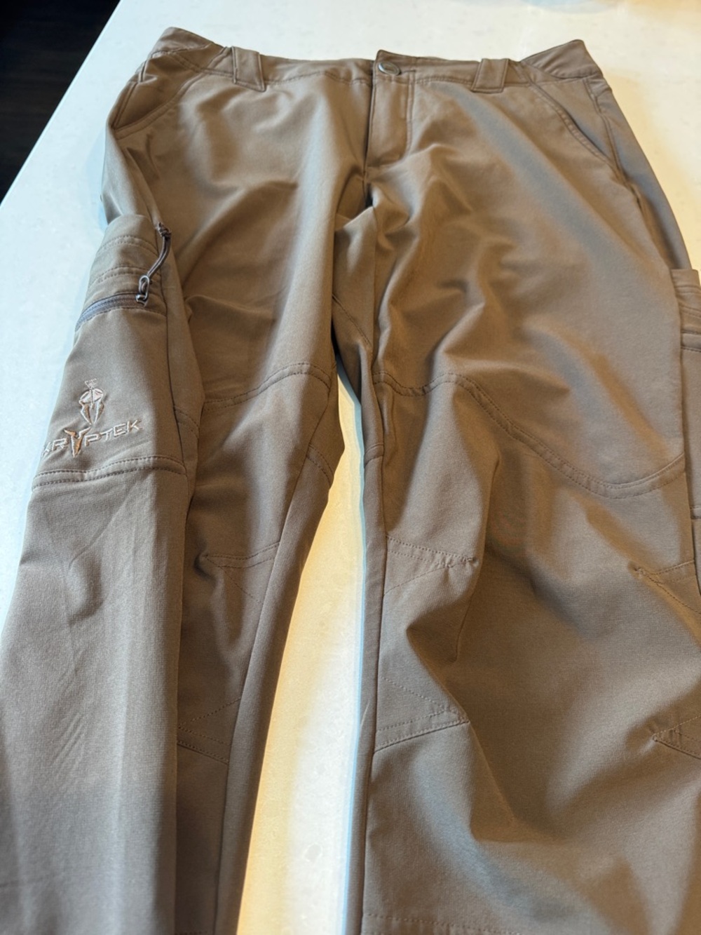 RipTrek Men's Tan Tactical Chinos with zip Cargo Pocket